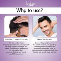 BAKE Derma Roller 0.5mm for Hair & Beard Growth & Acne Marks with 540 Titanium Alloy Needles for Clear Skin & Thicker Hair - 50g - 7