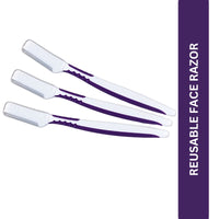 BAKE Reusable Face Razor for Women, Painless Hair Removal for Eyebrows, Upper Lip & Chin with Anti-Slip Grip, Instant Glow- Pack of 3 50g - 1