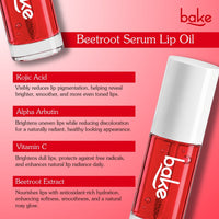 BAKE Beetroot Lip Oil with 1% Kojic Acid + Alpha Arbutin for Dark & Pigmented Lips, Dry & Chapped Lips with SPF 30|24 HR Hydration, 5ml - 4