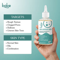 BAKE 10% Glycolic Acid Advanced Resurfacing & Renewing Face Toner for Smooth, Bright Even Skin & Clogged Pores - 200ml - 7