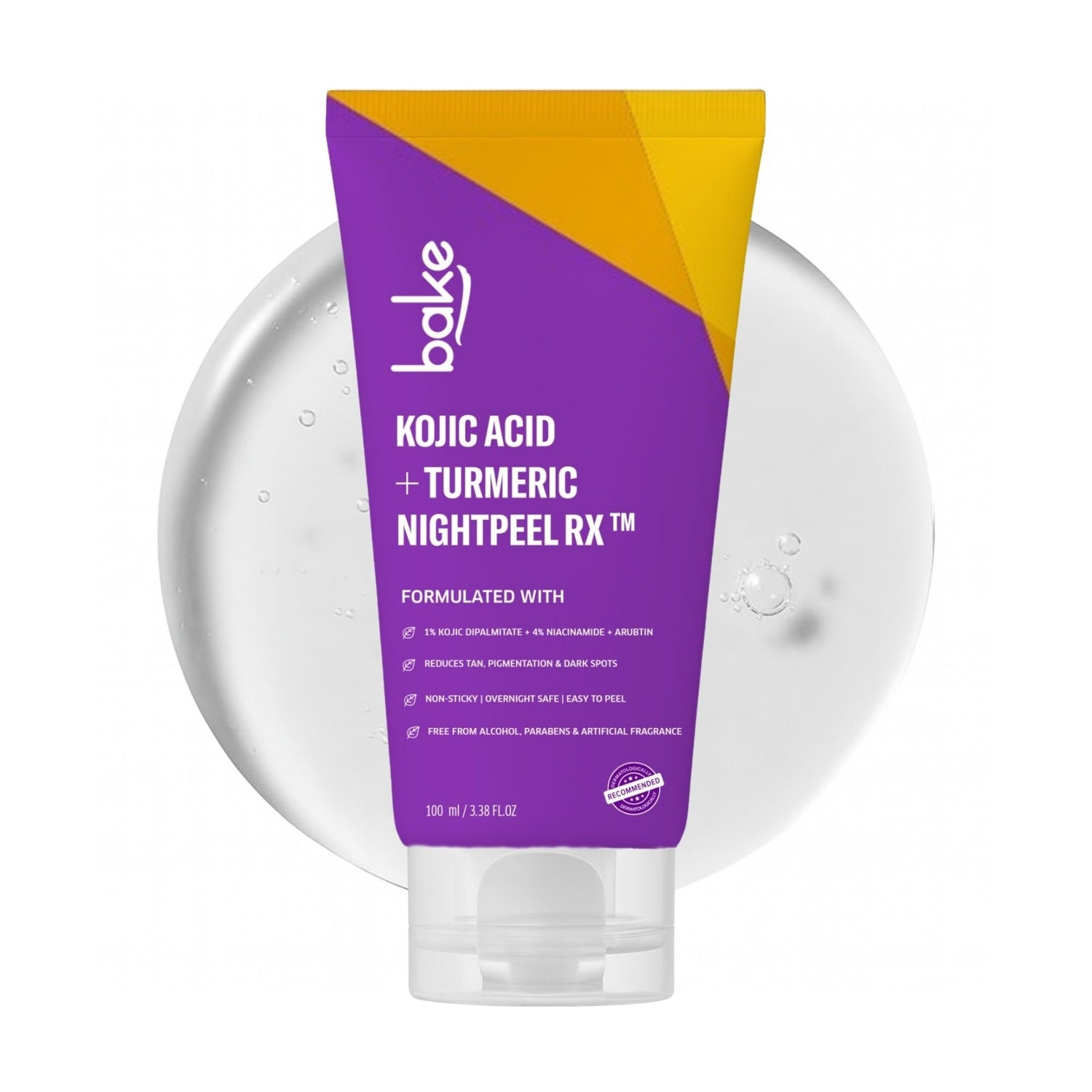 BAKE Night Peel RX Overnight Peel-Off Mask with Kojic Acid and Turmeric for Pigmentation, Tan, Dark Spots - 100ml - 1