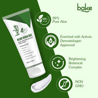 BAKE 99% Pure Aloe Vera Gel for Face, Body & Hair, Hydrates & Soothes Skin, Reduces Dryness, Lightweight & Non-Sticky - 200g - 6