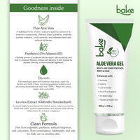 BAKE 99% Pure Aloe Vera Gel for Face, Body & Hair, Hydrates & Soothes Skin, Reduces Dryness, Lightweight & Non-Sticky - 200g - 3