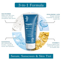 BAKE TripleFx SPF 50 PA++++ 3-in-1 Tinted Sunscreen with 4% Niacinamide, Broad Spectrum UVA/UVB Protection, Skin Tint & Even Skin Tone 50g - 3