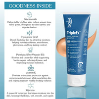 BAKE TripleFx SPF 50 PA++++ 3-in-1 Tinted Sunscreen with 4% Niacinamide, Broad Spectrum UVA/UVB Protection, Skin Tint & Even Skin Tone 50g - 18