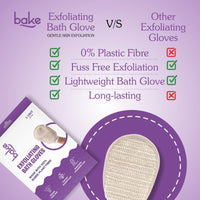 BAKE Exfoliating Bath Glove for Dead Skin, Strawberry Skin, Body Acne & Ingrown Hair | 100% Ramie Fibre - 12