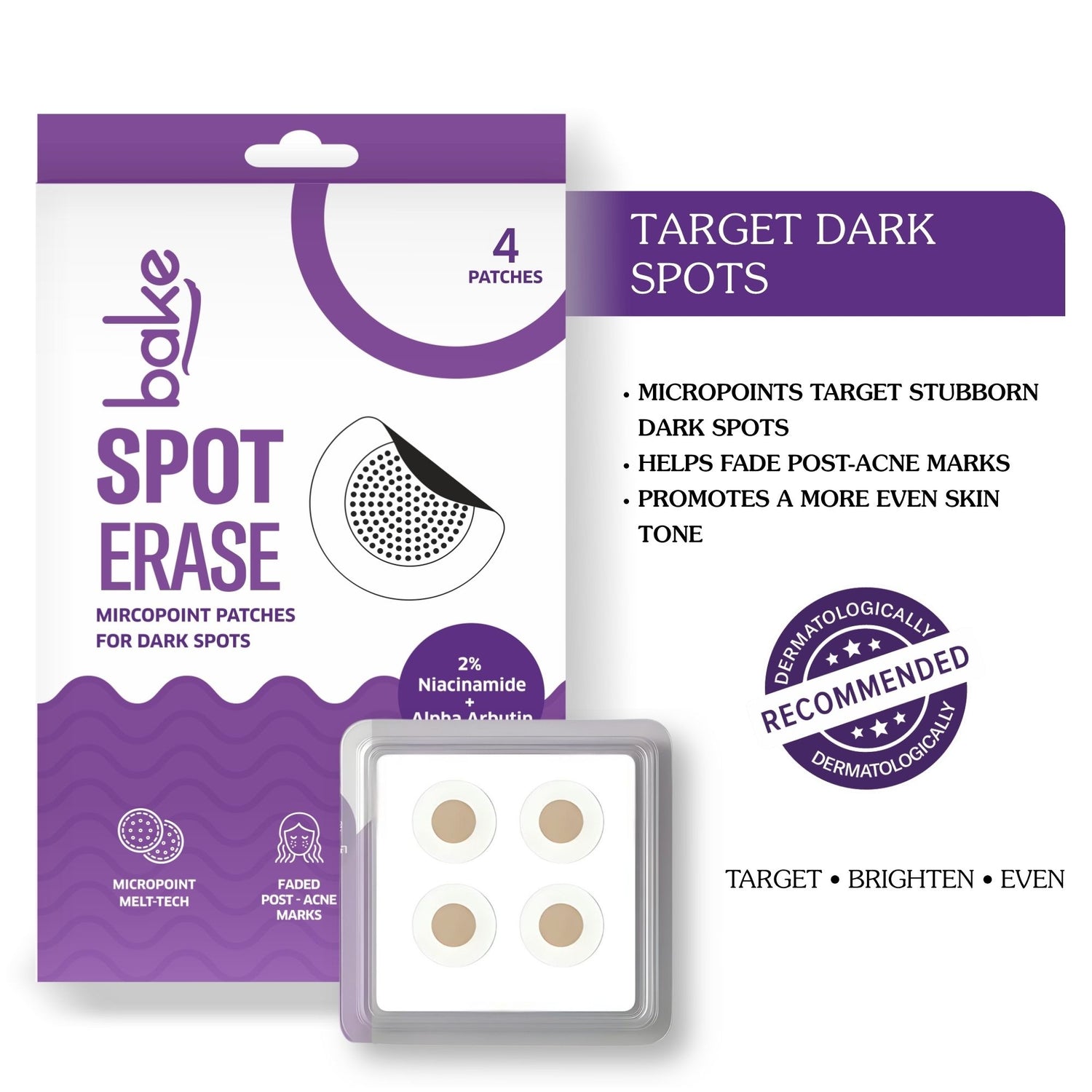 BAKE Spot Erase Micropoint Hydrocolloid Patches for Dark Spots & Post-Acne Marks with 2% Niacinamide and Alpha Arbutin for Spot Correction - 1