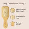 BAKE Bamboo Buddy Wooden Paddle Hair Brush with Natural Bamboo Bristles for Gentle Hair Detangling, Scalp Massage & Hair Growth-1 PC 100g - 4