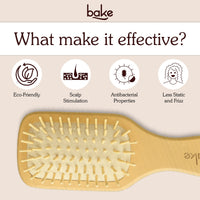 BAKE Bamboo Buddy Wooden Paddle Hair Brush with Natural Bamboo Bristles for Gentle Hair Detangling, Scalp Massage & Hair Growth-1 PC 100g - 6