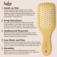 BAKE Bamboo Buddy Wooden Paddle Hair Brush with Natural Bamboo Bristles for Gentle Hair Detangling, Scalp Massage & Hair Growth-1 PC 100g - 7