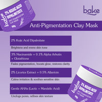 BAKE 2% Kojic Acid Dipalmitate Anti-Pigmentation Clay Mask for Dark Spots, Tan & Uneven Skin Tone- 100g - 3