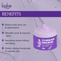 BAKE 2% Kojic Acid Dipalmitate Anti-Pigmentation Clay Mask for Dark Spots, Tan & Uneven Skin Tone- 100g - 4