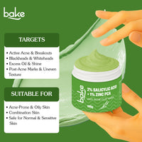 BAKE 2% Salicylic Acid + 1% Zinc PCA Anti-Acne Clay Mask for Blackheads, Unclogging Pores & Excess Oil-100g - 5