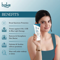 BAKE UV Shield Sunscreen SPF 55 PA++++ with 6% Advanced UV Filter & Ceramide, For UVA/UVB & Blue Light Protection, Skin Barrier Care- 50g - 2