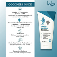 BAKE UV Shield Sunscreen SPF 55 PA++++ with 6% Advanced UV Filter & Ceramide, For UVA/UVB & Blue Light Protection, Skin Barrier Care- 50g - 5