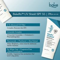 BAKE UV Shield Sunscreen SPF 55 PA++++ with 6% Advanced UV Filter & Ceramide, For UVA/UVB & Blue Light Protection, Skin Barrier Care- 50g - 7