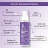 BAKE De-Tan Sunscreen Spray SPF 70 PA++++ with 2% Kojic Acid & Alpha Arbutin for Pigmentation and Tan Removal with UVA/UVB Protection, Waterproof & Sweat Resistant-100ml - 3