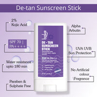 BAKE De-Tan Sunscreen Stick SPF 70 PA+++ with Kojic Acid and Alpha Arbutin for Pigmentation and UVA and UVB Sun Protection | Water Resistant 180 Min- 20g - 7