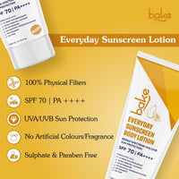 BAKE Everyday Sunscreen Body Lotion SPF 70 PA++++ with Kojic Acid & Alpha Arbutin, Broad Spectrum UVA & UVB Protection, For Brightening & Sun Protection- 200ml - 3