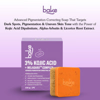 BAKE 3% Kojic Acid Loofah Scrub Soap with MelasaRx™ Complex for Pigmentation, Dark Spots, Tan and Uneven Skin Tone ( 100 g ) - 7