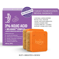 BAKE 3% Kojic Acid Loofah Scrub Soap with MelasaRx™ Complex for Pigmentation, Dark Spots, Tan and Uneven Skin Tone ( 100 g ) - 10