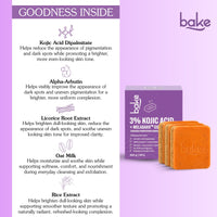 BAKE 3% Kojic Acid Loofah Scrub Soap with MelasaRx™ Complex for Pigmentation, Dark Spots, Tan and Uneven Skin Tone ( 100 g ) - 23