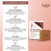 BAKE De-Tan Loofah Scrub Soap with 2% Kojic Acid & Alpha Arbutin for Tan Removal, Pigmentation, Dark Spots and Brighter Even-Toned Skin ( 100 g ) - 5