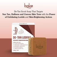 BAKE De-Tan Loofah Scrub Soap with 2% Kojic Acid & Alpha Arbutin for Tan Removal, Pigmentation, Dark Spots and Brighter Even-Toned Skin ( 100 g ) - 8