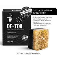 BAKE 10% Charcoal Loofah Scrub Soap with Niacinamide for Exfoliation, Rough & Dull Skin, Tan Reduction(100g) - 1
