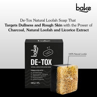 BAKE 10% Charcoal Loofah Scrub Soap with Niacinamide for Exfoliation, Rough & Dull Skin, Tan Reduction(100g) - 8