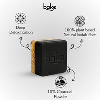 BAKE 10% Charcoal Loofah Scrub Soap with Niacinamide for Exfoliation, Rough & Dull Skin, Tan Reduction(100g) - 2
