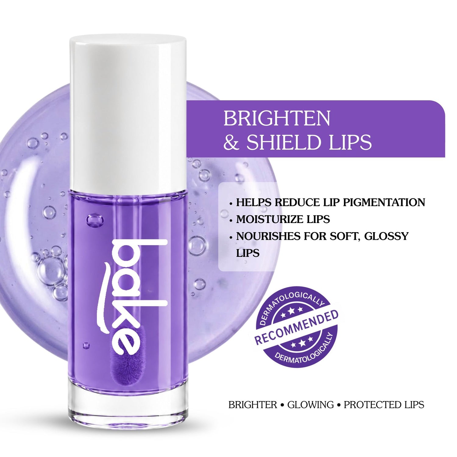 BAKE 2.5% Kojic Acid Lavender Brightening Lip Oil with MelasaRx™ Complex for Dark & Pigmented Lips, Deeply Nourishing & Hydrating 5ml - 1