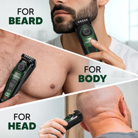 LetsShave All-in-One Beard, Body & Head Trimmer for Men | Self-Sharpening Blades | USB-C Fast Charging | 120 Min Runtime | LED Display | Free Pro Styler | 24 Months Warranty