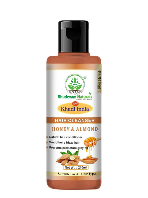 Bhudevam Naturals Khadi Honey Almond Shampoo for Soft, Silky & Shiny Hair - 1
