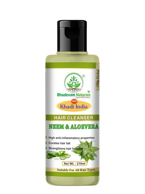 Bhudevam Naturals Khadi Neem & Aloe Vera Shampoo – Reduces Hair Fall & Adds Shine - 1