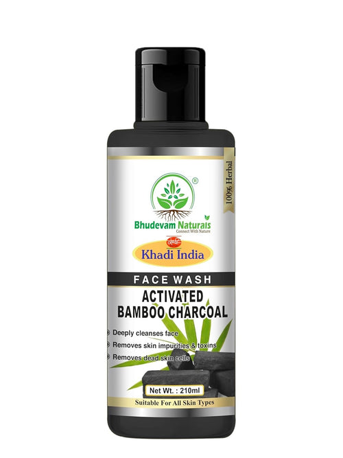 Bhudevam Naturals Khadi Bamboo Charcoal Herbal Face Wash – Reduces Acne, Pimples & Oiliness - 1