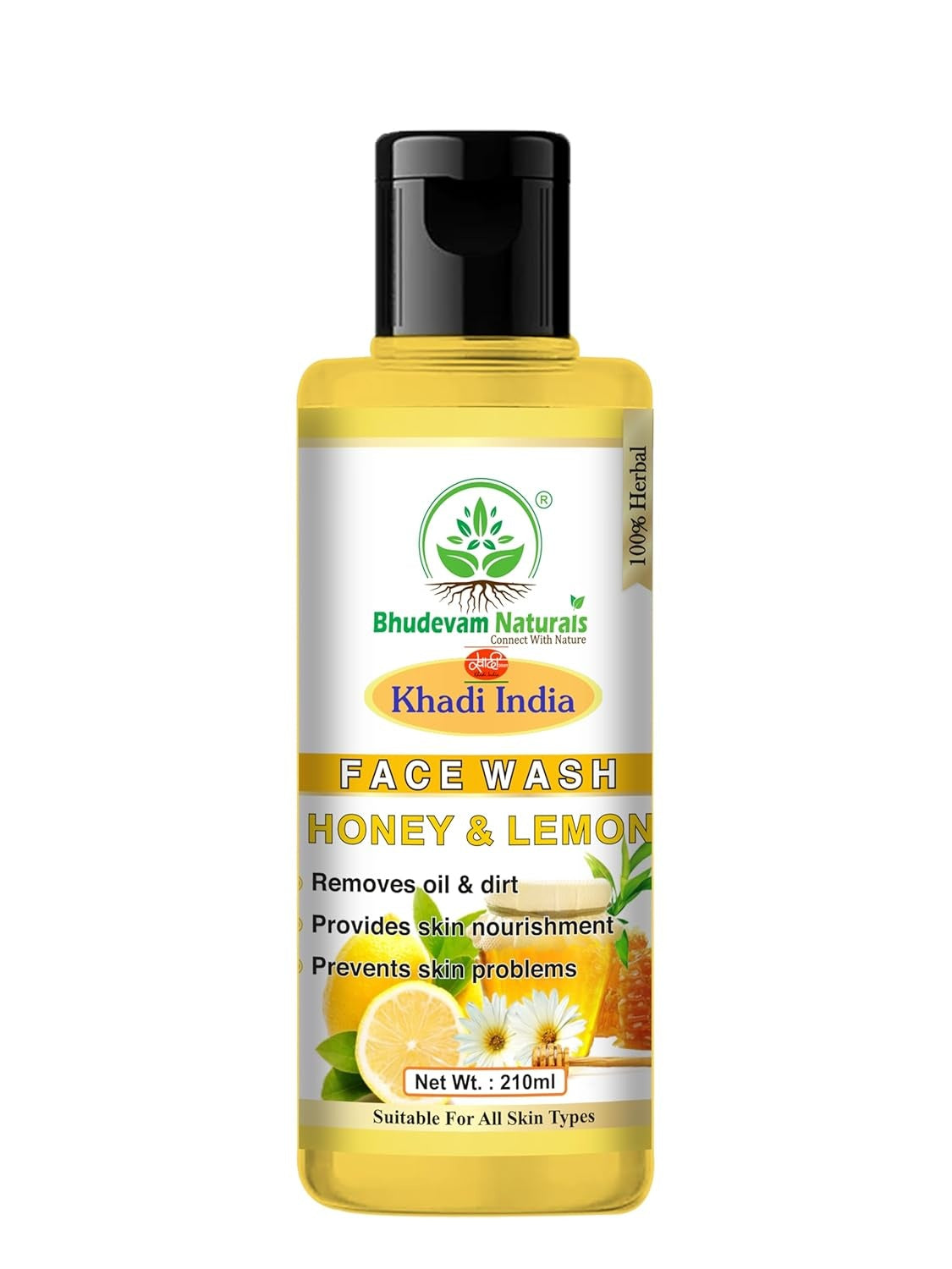 Bhudevam Naturals Khadi Herbal Honey Lemon Face Wash – Removes Dirt, Oil & Impurities Naturally - 1
