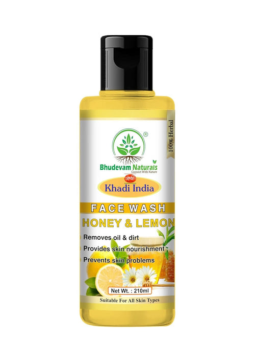 Bhudevam Naturals Khadi Herbal Honey Lemon Face Wash – Removes Dirt, Oil & Impurities Naturally - 1