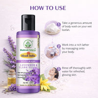 Bhudevam Naturals Khadi Lavender Ylang Ylang Body Wash, Soothing & Relaxing Skin Cleanser 210ml - 4