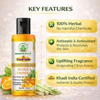 Bhudevam Naturals Khadi Orange & Lemongrass Body Wash, Refreshing Citrus Shower Gel for Soft & Glowing Skin 210ml - 2