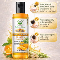 Bhudevam Naturals Khadi Orange & Lemongrass Body Wash, Refreshing Citrus Shower Gel for Soft & Glowing Skin 210ml - 4