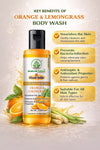Bhudevam Naturals Khadi Orange & Lemongrass Body Wash, Refreshing Citrus Shower Gel for Soft & Glowing Skin 210ml - 6