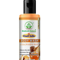Bhudevam Naturals Khadi Sandalwood Honey Shower Gel, Natural Body Wash for Soft, Smooth & Healthy Skin 210ml - 1