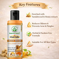 Bhudevam Naturals Khadi Sandalwood Honey Shower Gel, Natural Body Wash for Soft, Smooth & Healthy Skin 210ml - 2