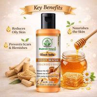 Bhudevam Naturals Khadi Sandalwood Honey Shower Gel, Natural Body Wash for Soft, Smooth & Healthy Skin 210ml - 6