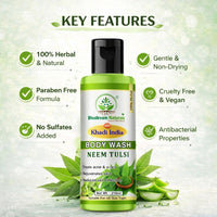 Bhudevam Naturals Khadi Neem & Tulsi Body Wash – Herbal Skin Purifying Cleanser for Daily Use 210ml - 2