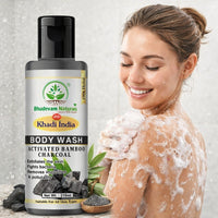 Bhudevam Naturals Khadi Bamboo Charcoal Body Wash – Skin Detox & Oil Control Shower Gel 210ml - 3