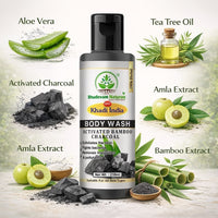 Bhudevam Naturals Khadi Bamboo Charcoal Body Wash – Skin Detox & Oil Control Shower Gel 210ml - 6