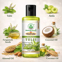 Bhudevam Naturals Khadi Tulsi Hair Oil Reduces Hair Fall & Strengthens Roots Naturally 210ml - 2