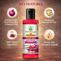 Bhudevam Naturals Khadi Red Onion Hair Oil for Nourished Scalp & Healthy Hair 210ml - 6